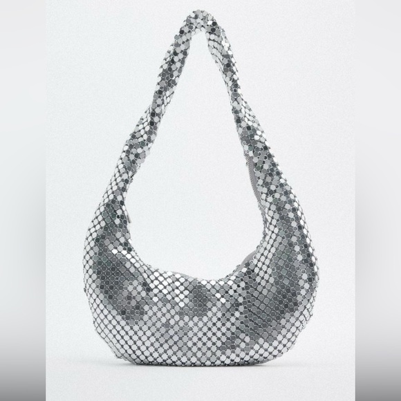Zara Metallic Bag, Silver Bag, New with Tag - Picture 5 of 10